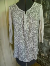 Maurices Black/White 3/4 Sleeve, Lace Front Blouse With Zipper ~M~ - £6.74 GBP