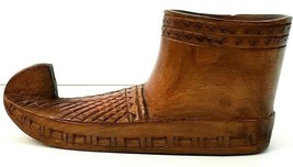 Vintage Wooden Shoe Small 5.5&quot; x 2.5&quot; x 2&quot; Hand Carved Arabian Pakistani - $32.71