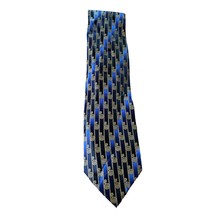 Mosaic Vintage Men’s Blue 100% Pure Silk Striped Swirl Geometric Abstrac... - $9.90