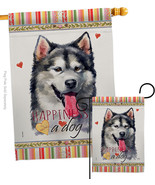 Alaskan Malamute Happiness Flags Set Dog 28 X40 Double-Sided House Banner - £39.94 GBP