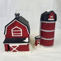 Dickens Christmas Red Barn and Silo Porcelain Town Village Vintage No Light - £16.08 GBP