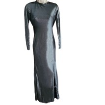 NEW Metallic Silver Cowl Back Long Sleeve Maxi Dress, Size 4 - £19.88 GBP