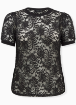 Torrid size M/L(10) sheer stretch lace puff sleeve top, NWT - £23.17 GBP