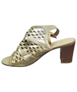 Liz Claiborne Gloria Havana Gold Heeled Gladiator Cutout Sandals Womens ... - $585.61 MXN