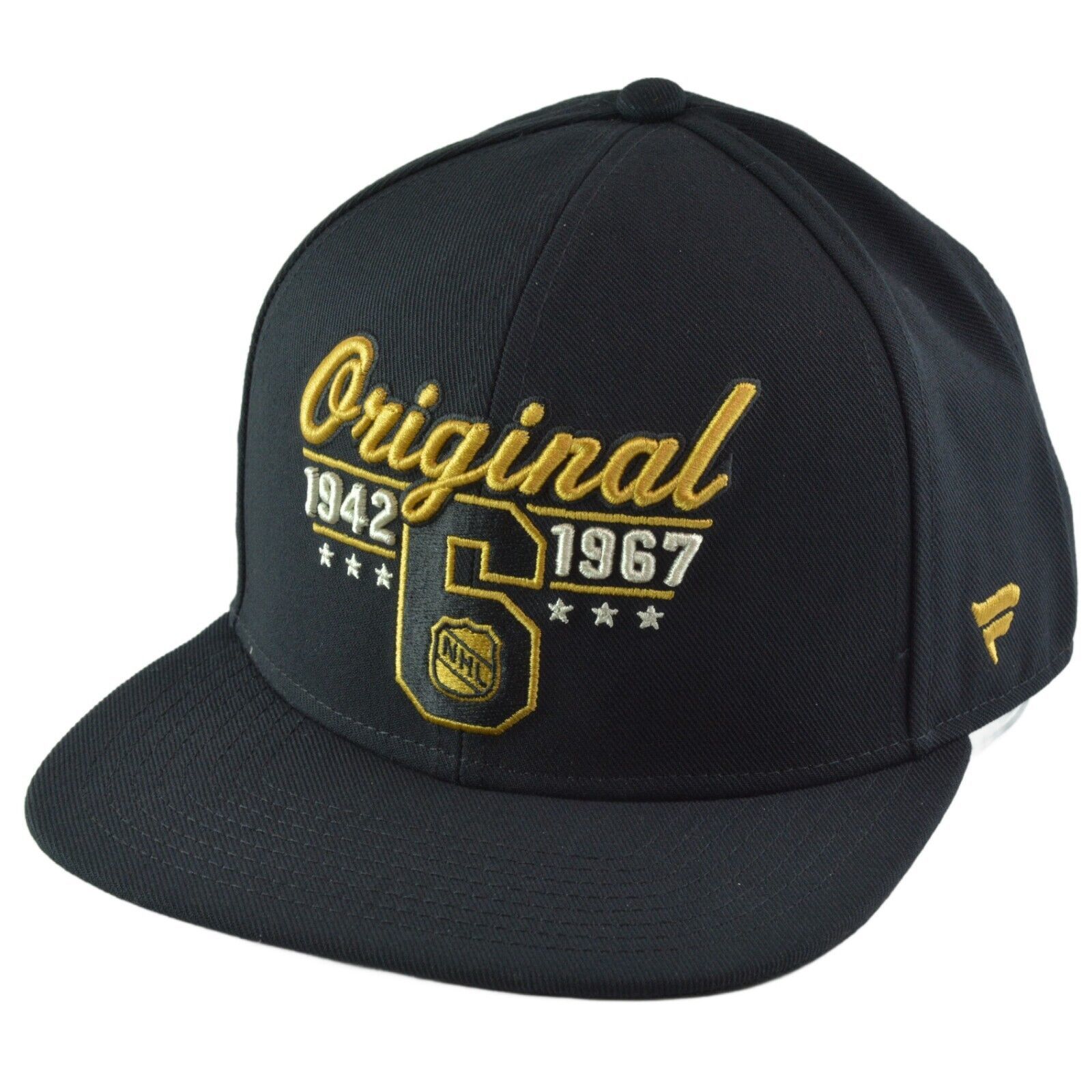 Original Six Vintage NHL Team Black Adjustable Snapback Hat by Fanatics