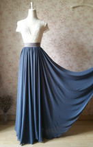 DUSTY BLUE Chiffon Maxi Skirt Women Plus Size Maxi Chiffon Skirt for Wedding image 13