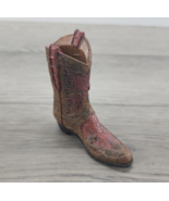 Collectible Mini Resin Snakeskin Cowboy Boot - Brown &amp; Red - £7.75 GBP