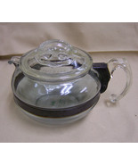 Vintage Pyrex Flameware 8126-B Glass Coffee / Tea Pot Blue Tint Clear Lid - $34.64