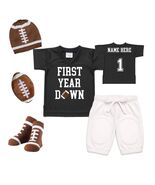 Baby 1st Birthday Football Outfit  First Year Down Black Jersey &amp; Availa... - $35.00