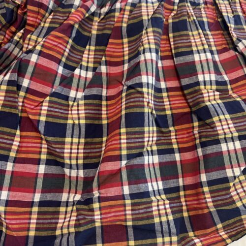 Primary image for New Vintage Ralph Lauren King Kennebunkport Plaid Bedskirt Dust Ruffle Bed Skirt