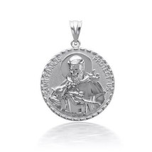 925 Sterling Silver 3D Saint Francis Protect Us Pendant Necklace - £43.82 GBP+