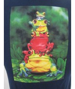 Frog Tower T Shirt szs M 38-40 funny Hanes beefy T blue 100% cotton jungle - £10.11 GBP
