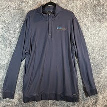 Travis Mathew 1/4 Zip Sweater Mens XXL Dark Blue Rayon Blend Golfer Loose Long - £12.67 GBP