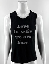 Super Love Womens Tank Top Size Small Love Is Why We Are Here Graphic Bl... - $10.89