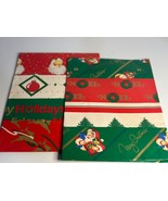 VTG Christmas Wrapping Paper Set Red Green Holiday Noel - $13.98