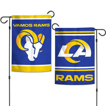 Los Angeles Rams Flag 12x18 Garden Style 2 Sided Slogan Design - Special Order - $808.91 MXN