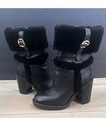 COACH Harlie Bootie BLACK BOOTS Heel LEATHER AND SHEARLING Size 10B MSRP... - $1,046.24 MXN
