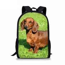 Cute 3D Dachshund Printing School Bags for Students Girls Casual  Bookbag Large  - £152.55 GBP