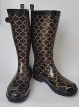 Capelli Womens Boots Shoes Black Gold Rain Rubber Tall Size 7 - £22.25 GBP