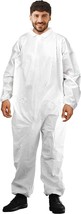 5 Pack White Anti-Static Fabric Apparel Disposabl Coveralls Zipper Front XL - $33.46