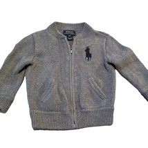 Polo Ralph Lauren Kids 18 Months Full Zip Gray Cardigan Sweater Logo Rol... - £18.43 GBP