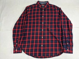 Gap Mens Long Sleeve Button Shirt Cotton Size L Blue Red - $9.68