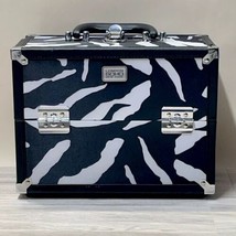 SOHO Zebra Striped Train Case Stylist Make-Up Case With Key - $12.73