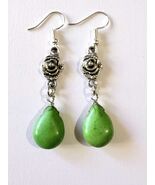 green Turquoise Silver earrings necklace jewelry set Victorian filigree ... - €29,51 EUR