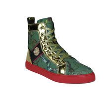 Mens High Top Shoes FIESSO by AURELIO GARCIA Chain Medusa Celebrity 2421 Green image 2