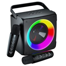 Karaoke Machine With 2 Wireless Microphones, Portable For Adults &amp; Kids, Bluetoo - £81.60 GBP