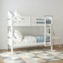 Bunk Bed Twin Over Twin Wooden Kids Children Bedroom Set White With Ladd... - £256.39 GBP