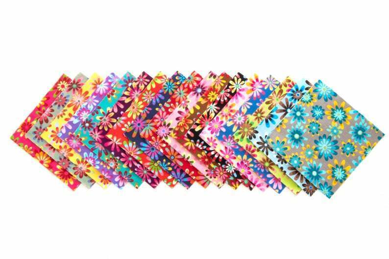 102 Pcs Crazy Daisy Pre-Cut Charm Pack 5&quot; Squares 100% Cotton Fabric Quilt - $32.00