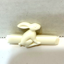 Vintage Youth Plastic White Bunny Hair Clip Barrette Snap Tight 1.75 x .75 inch - £6.79 GBP