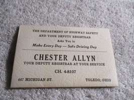 Vintage Lucas County Bank Toledo Ohio Chester allyn  Deputy Resister Adv... - $9.89