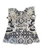Apt. 9 Black And White Short Cap Sleeve Top Blouse, Blinged Ctr Accent L... - £8.79 GBP