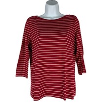 St. John&#39;s Bay Women&#39;s Striped Blouse Size L Red - £11.65 GBP