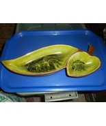 Treasure Craft U.S.A. Leaf Shape Snack Tray Chip &amp; Dip Dish #375 GREEN - £23.93 GBP