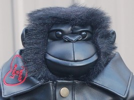 Elvis Black Gorilla Furry Plush Toy First &amp; Main Faux Leather Jacket - £31.25 GBP