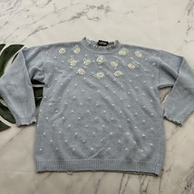 Catalina Womens Vintage 90s Cottagecore Sweater Size L Pastel Blue Beade... - $32.66