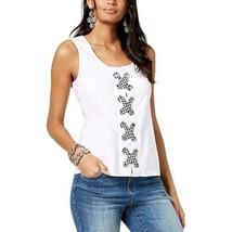 MSRP $60 INC Womens Casual Lace-Up Tank Top White Size Medium - £25.33 GBP