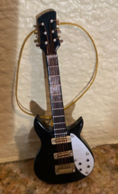 String Instrument Black Wooden Guitar 2  Tree Ornament 4 inches - $9.85