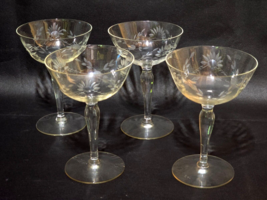 Antique GLASTONBURY-LOTUS 5¾&quot; Crystal Champagne Glass LOGAN Pattern - Se... - $38.58
