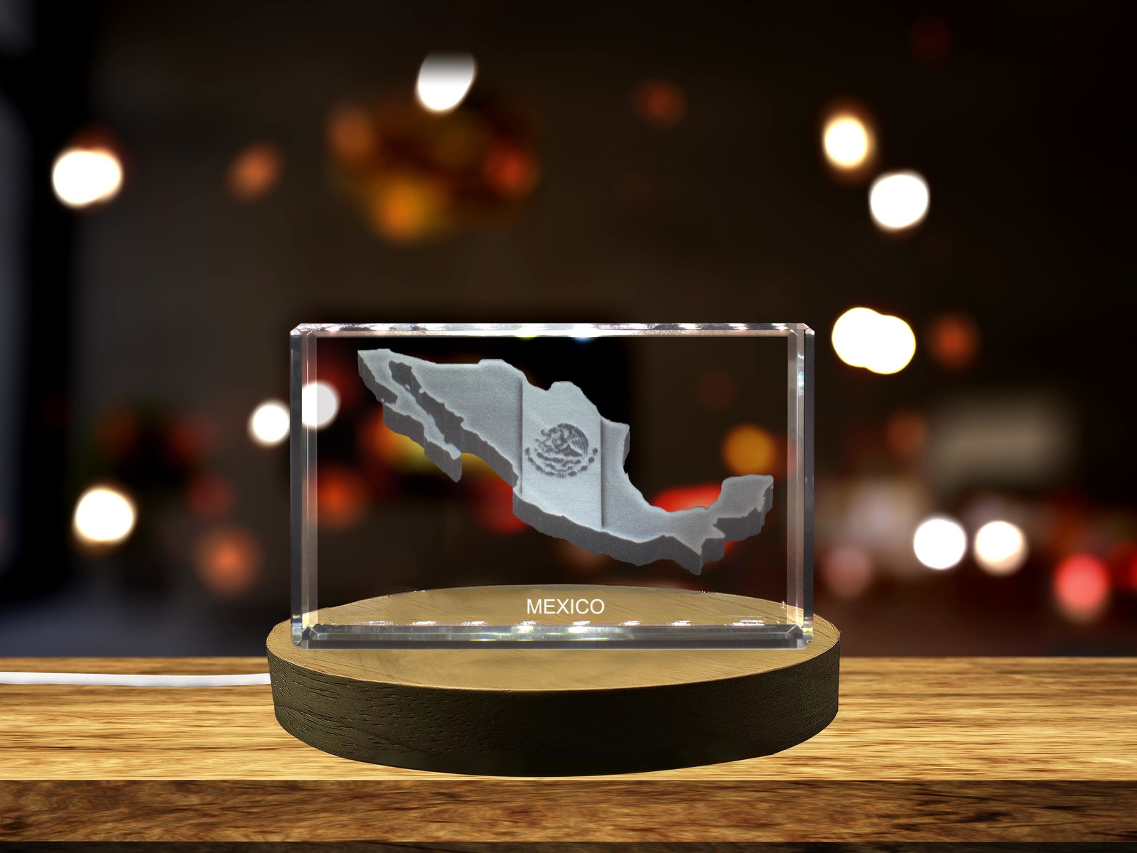LED Base included | Mexico 3D Engraved Crystal 3D Engraved Crystal Keepsake