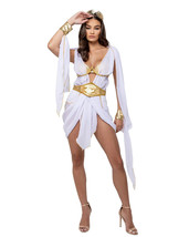 Roma Sultry Goddess White &amp; Gold Bodysuit 3pc Roman Costume 6203 - £63.26 GBP