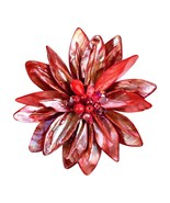 Pretty Red Water Lily Mother of Pearl Pin-Brooch - £18.68 GBP