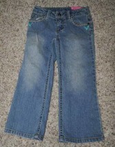 Girls Jeans Denim Sonoma Blue Adjustable Waist Straight Embroidered Fade... - £13.22 GBP