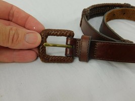 Brown Partial Braided Leather Belt By Fossil Size M  Fits 29&quot; to 31&quot; waist - £9.59 GBP