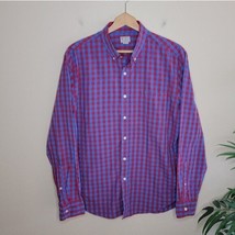 J. Crew Factory | Red Blue Gingham Plaid Button Down Shirt Mens Large - £19.29 GBP