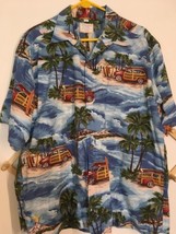 Hawaiian Print Button Front Shirt L / XL ~ Custom Shirts by Carol ~ USA! - £26.55 GBP