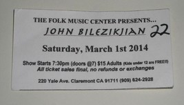 John Bilezikjian Concert Ticket Folk Music Center 2014 Claremont California - $20.52 CAD